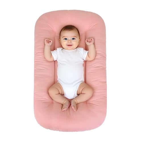 Baby Lounger for Infants Babies 0-24 Months, Bionic Organic Lounger, Soft Cotton Breathable Infant Floor Seats & Loungers for Newborn Baby Shower Gifts (Pink)