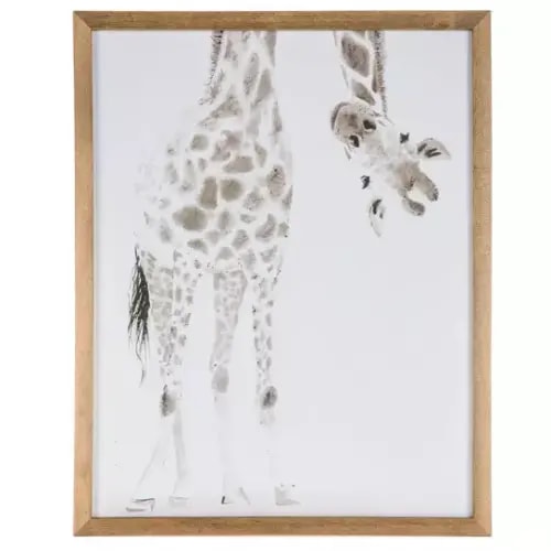 Giraffe Looking Upside Down Wood Wall Decor