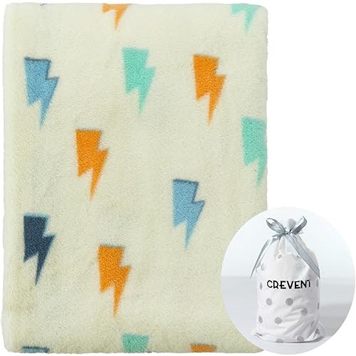 CREVENT 30''X40'' Cute Cozy Fluffy Warm Baby Blanket for Boys Infants Toddlers' Bedding Crib Cot Stroller, Baby Shower Birthday Newborn's Gift (Lightning)
