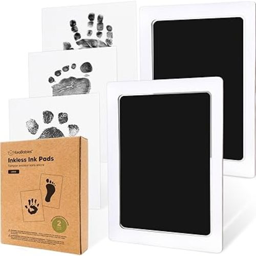2-Pack Inkless Baby Hand and Footprint Kit - Mess Free Ink Pad for Newborn Keepsake, Dog Nose & Paw Print Kit, Clean Touch Ink Pad for Baby Hand & Footprints, Ideal Mother's Day Gifts (Jet Black, L)
