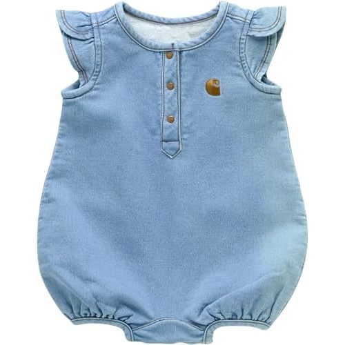Carhartt girls Short-sleeve Denim Henley Romper