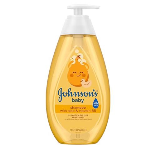 Johnson's Baby Shampoo with Aloe Vera & Vitamin B5, Tear Free, Newborn Essentials, No added Parabens & Sulfates, Hypoallergenic, 20.3 fl. oz