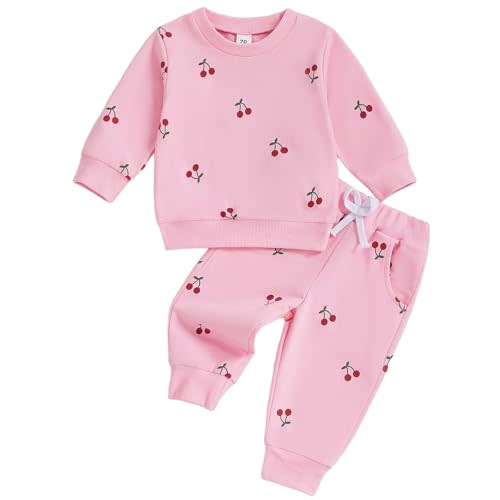 Mubineo Toddler Baby Girl Clothes Cute Long Sleeve Sweatshirt Sweatpant Outfits Fall Winter Tops Pant Outfit Sweatsuit