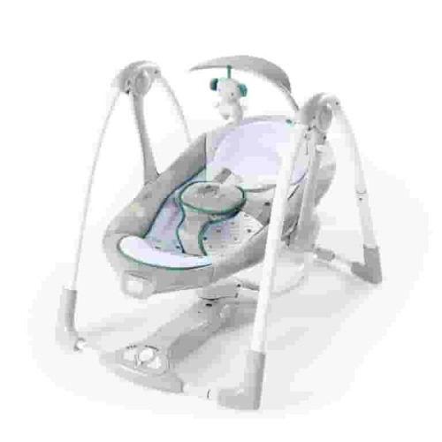 Ingenuity Convert Me 2-in-1 Portable Vibrating Baby Swing, Newborn, Motorized Music, Gray