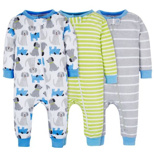 Onesies Brand Baby Boys' Snug Fit Footless Pajamas - Stripes & Doggies - 9 Months - 3-Pack