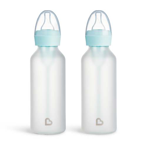 Munchkin Bond® Silicone Glass Bottle, 2-Pack - Blue / 8 Ounce