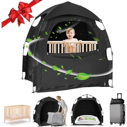 Blackout Tent for Pack N Play, Baby Sleep Tent One-Click Assembly Blackout Tent for Kids, Breathable Sleep Pod, Mini Crib and Pack N Play Blackout Cover for Babies and Toddlers, Blocks 98% Light
