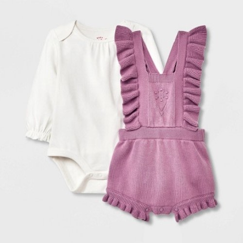 Baby Girls' Blackberry Sweater Romper Set - Cat & Jack™ Light Purple, Size: 3-6M
