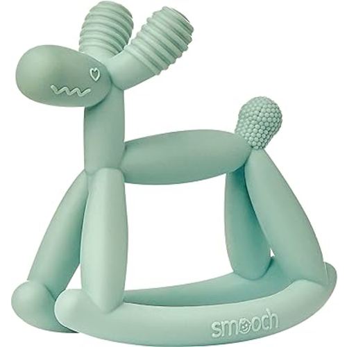 Smooch Rocking Teething Toys for Babies 0-6 Months, 12, 18 - Easy to Hold Silicone Baby Teether, Soft Infant Teething Toys Provides Baby Teething Relief & Soothes Sore Gums (Mint)