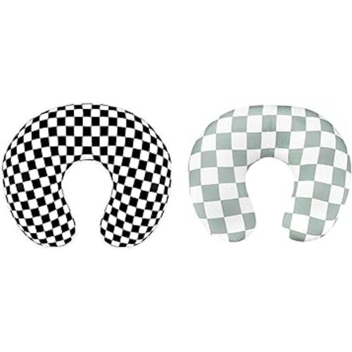DILIMI Nursing Pillow Cover, Soft Removable Pillow Cases for Baby Girl and Boy, Green & Black Checkerboard, Pillow Not Include