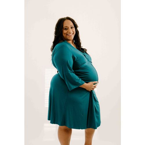 Lila Labor & Postpartum Gown in Deep Teal