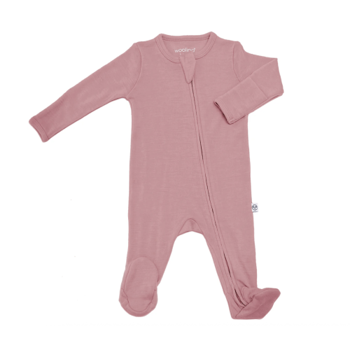 Footie Pajamas, Merino Wool, Blush