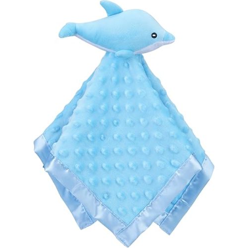 Pro Goleem Dolphin Loveys for Babies, Soft Security Blanket Baby Snuggle Toy Newborn Stuffed Animals Baby Gifts for Boys and Girls, 16 Inch