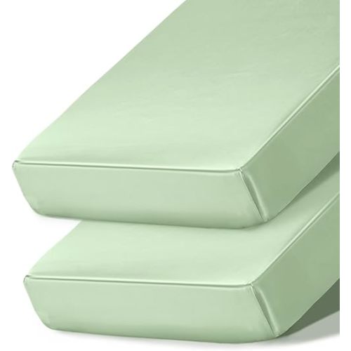 Ersmak 2 Pack Satin Crib Sheets for Baby, Silky Comfy Breathable Crib Sheets for Standard Crib and Toddler Mattresses (Sage Green, 28 x 52 x 9 in)