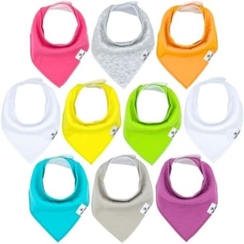 DiaperSquad's 10-Pack Baby Bibs for Drooling and Teething, Bibs for Boys, Baby Girl - Solid Cotton Baby Drool Bibs