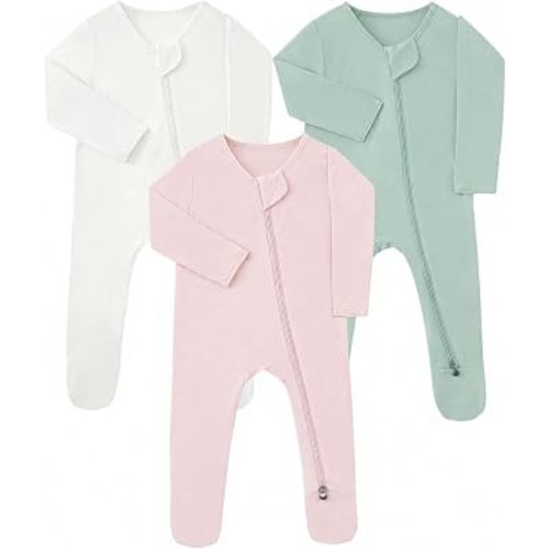 Bamboo Sleepers for Baby Boy, Newborn Footie Footed Pajamas, Bamboo Viscose Infant Onesies Clothing Long Sleeve