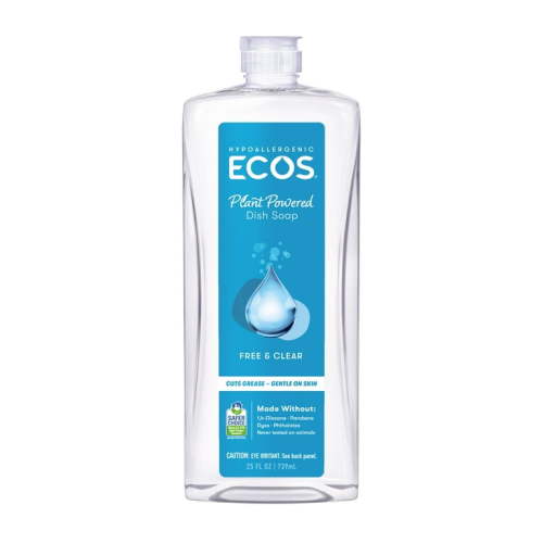 ECOS Hypoallergenic Dish Soap, Unscented, Gentle for Sensitive Skin, Plant-Based, 25 Fluid Ounce