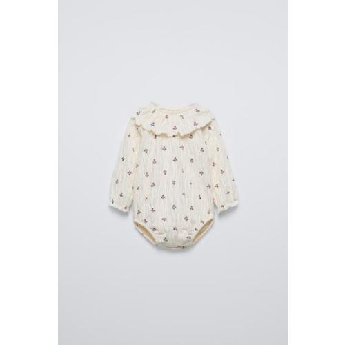 TEXTURED FLORAL BODYSUIT - Light ecru | ZARA United States