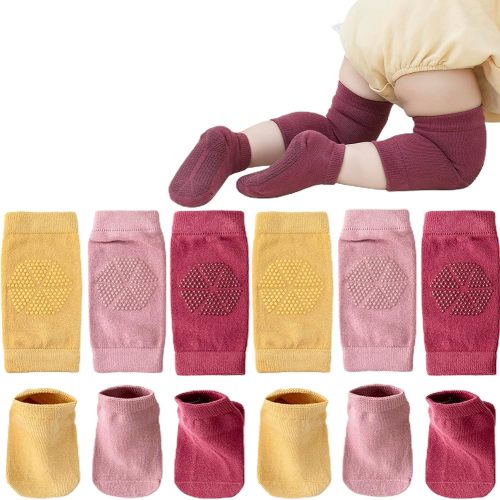 Unisex Baby Crawling Anti-Slip Knee Pads and Socks,Save Baby Knee and Ankle,Baby Walker Essentials
