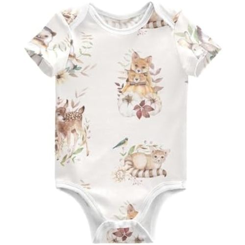 Ollabaky Unisex Baby Bodysuits Short-Sleeve Cotton Baby Clothes for Girls Boys 0-24 Months