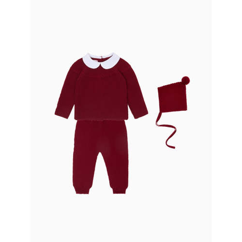 Burgundy Rosauro Merino Baby Knitted Gift Box Set