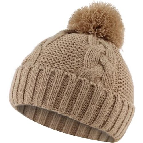 JANGANNSA Winter Knit Baby Hat Twist Warm Beanie for Boys Girls Infant Toddler Baby Beanie with Pompom