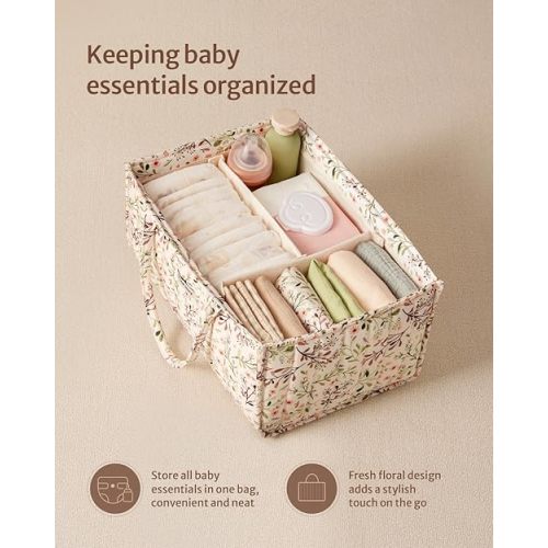 Blissful Floral Diaper Caddy Organizer, Stylish Nursery Storage Basket, Gift for Baby Shower, Baby Registry Must Have, Newborn Essentials, Pastoral Daisy