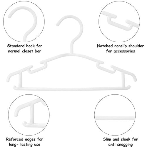 GoodtoU Baby Hangers 100Pack Kids Hangers Plastic Baby Hangers for Closet Children Hangers Infant Hangers Toddler Hangers Small Hangers - 100PACK - White