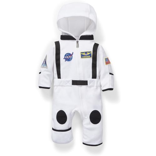 Fleece Baby Jacket – Baby Pram with Hood, Fold-Over Mittens & Footies - Baby Winter Suit - Baby Bunting Bodysuit - 0-3 Months - White Astronaut