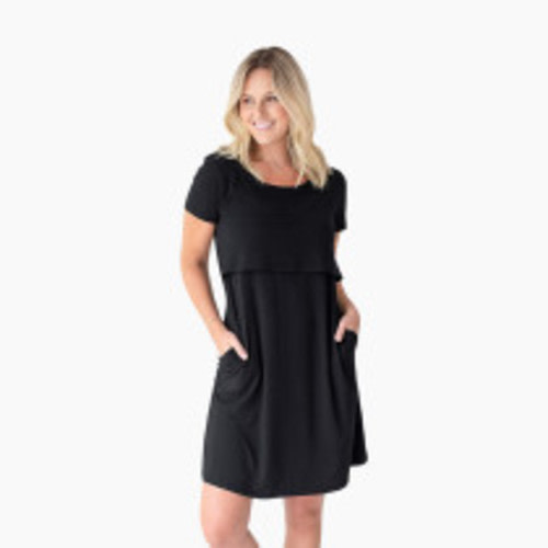 Kindred Bravely Eleanora Maternity and Nursing Lounge Dress - Black, Medium