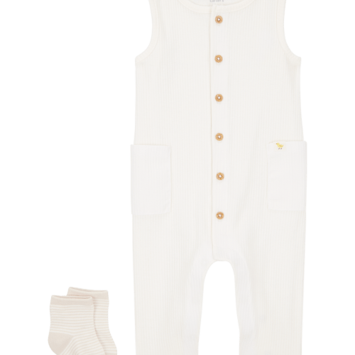 Ivory Baby 2-Piece Jumpsuit & Sock Set | Carter’s Oshkosh Canada