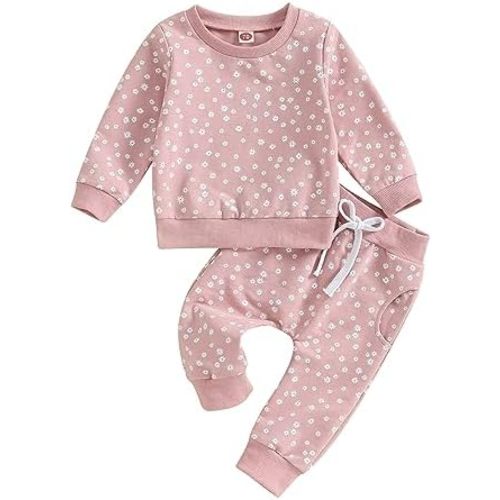 Engofs Toddler Newborn Baby Girl Fall Winter Outfits Long Sleeve Sweatshirt Tops Pants Headband 3Pcs Clothes Set