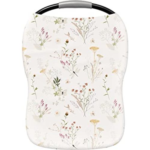 Pobi Baby Premium Multi-Use Cover - Nursing Cover, Baby Car Seat Covers, Shopping Cart, High Chair, and Breastfeeding Cover - Ultra-Soft, Stretchy, Floral Scarf for Baby and Mom (Wildflower)