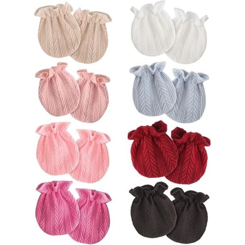 Newborn Baby Mittens No Scratch Cotton Elastic Wrist Gloves Infant Toddler Mittens for Baby Boy Girl 0-6 Months