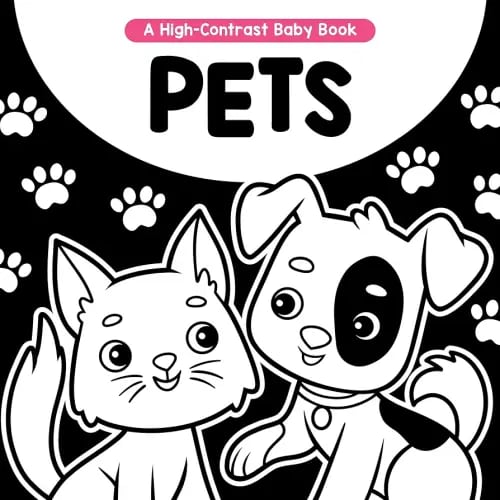 Little Hippo Books Pets - A High-Contrast Board Book for Babies and Toddlers - Black and White Images Help Visual Development