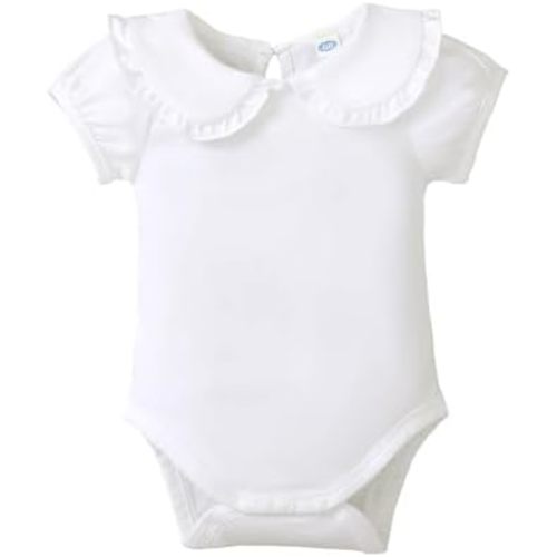 Magic Park 0-24M Infant Girl Puff Sleeve Bodysuit Baby Peter Pan Collar Romper Toddler Ruffle Jumpsuit Casual Tops
