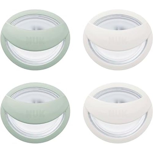 NUK Perfect Match Silicone Pacifier, 4 Pack, for Ages 0-6m, Green & White