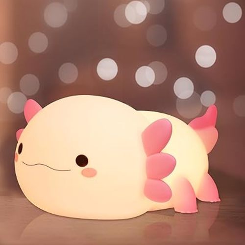 Ammonite Axolotl Night Light, Soft Silicone Kids Nursery Nightlight LED Touch Light, Bedroom Decor for Xmas & Birthday Gifts
