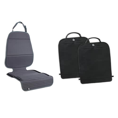 Munchkin® Child Car Seat Protectors, Elite Seat Guardian™ and Deluxe Kick Mats™, Black/Dark Grey