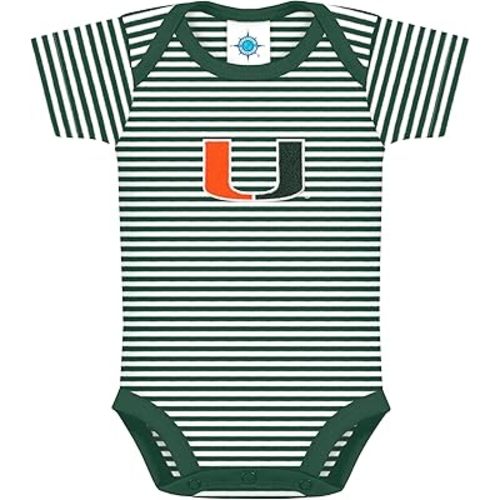 Creative Knitwear Hunter Green/White Striped Bodysuit Size 3-6M - Miami U