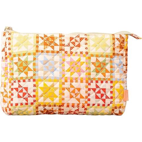 ban.do Quilted Pen and Pencil Case for Adults, Small Zipper Pouch for Office and Art Supplies, Travel Toiletries, Makeup, Patchwork