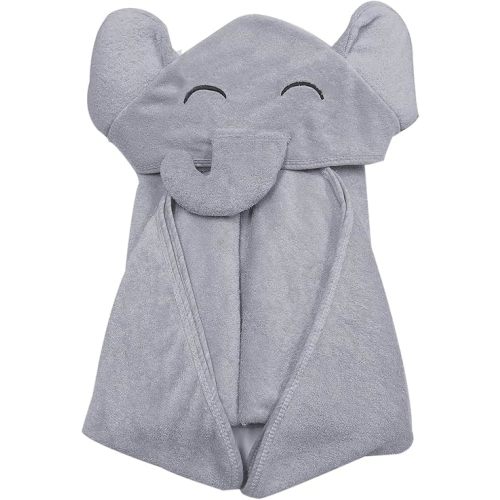 YOYOO Premium Baby Bath Towel – Viscose Derived from Bamboo, Baby Hooded Towels - Newborn Essential Cute Grey Little Elephant -Perfect Baby Registry Gifts for Boy Girl
