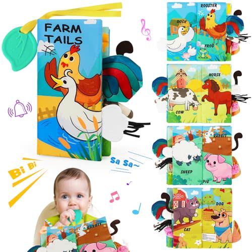 Crinkle Books for Babies | Baby Books with Teethers | Early Learning Stroller Toy | Touch and Feel Baby Books | Crinkle Toys for Baby | Baby Toys 6-12 Months | Soft Books for Babies 0-12 Months