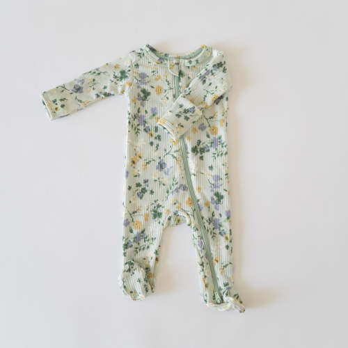 Zipper Footie Onesie in Secret Garden