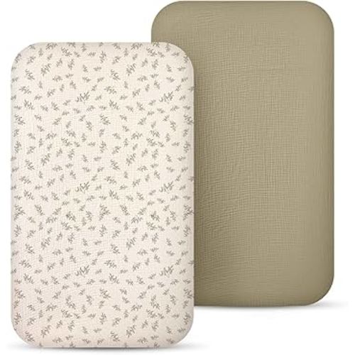 lulumoon Muslin Bassinet Sheets Baby: Cotton Bedside Sleeper Bassinet Sheets Fitted for Boys and Girls