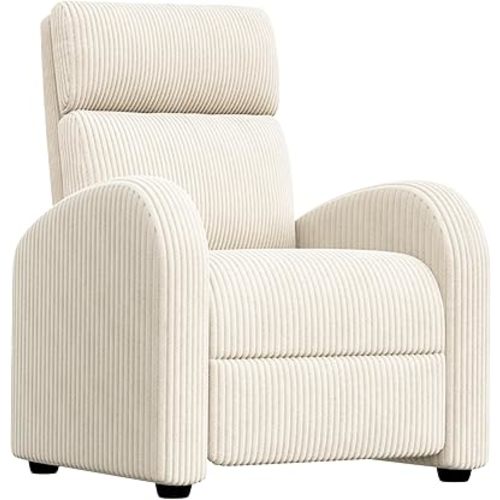 Homall Recliner Chair, Recliner Sofa for Adults, Recliners Home Theater Seating with Lumbar Support, Reclining Sofa Chair for Living Room (Corduroy, White Beige)