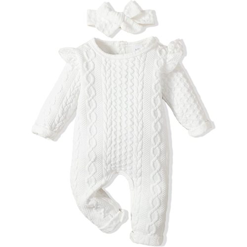 Amazon.com: Renotemy Newborn Infant Baby Girl Clothes Cotton Linen Rompers Solid Ruffle Jumpsuits Infant Baby Clothes Girl: Clothing, Shoes & Jewelry