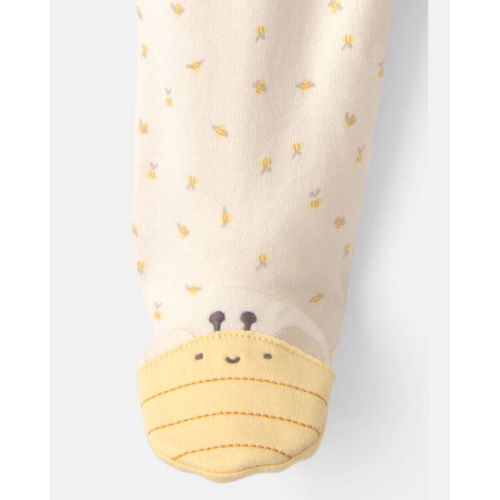 Baby Girl Bee 100% Cotton 2-Way Zip Sleep & Play Pajamas - Ivory | Carter's