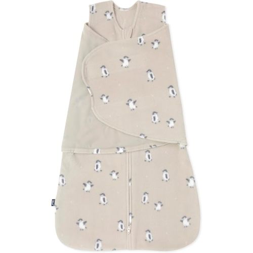 HALO Micro-Fleece Sleepsack Swaddle, 3-Way Adjustable Swaddle Blanket for Newborn and Infants, TOG 3.0 for Cold Climates, Hip Healthy, Penguin Pals, Newborn, 0-3 Months