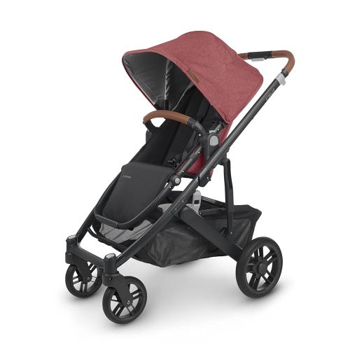 UPPAbaby Cruz V2 Stroller/Full-Featured Stroller with Travel System Capabilities/Toddler Seat, Bumper Bar, Bug Shield, Rain Shield Included/Lucy (Rosewood Mélange/Carbon Frame/Saddle Leather)